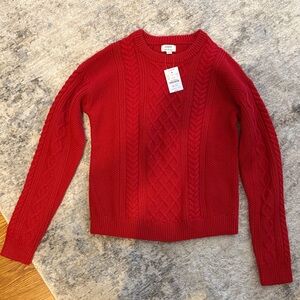 J. Crew Vibrant Red Cable Knit Sweater